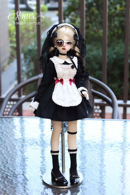 小Mer BJD 1/4 BJD DOLL Patterns dress apron set -Blackberry-no seam allowance included