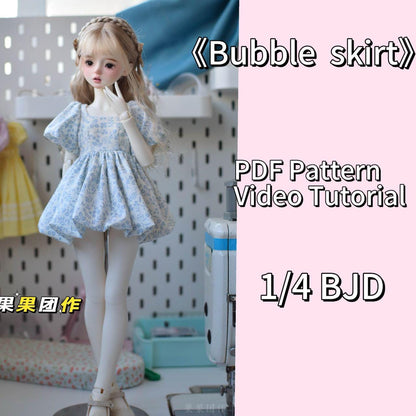 果果 1/4 BJD Doll Dress Pattern - Bubble skirt -with seam allowance-Small for standard MSD you need to add 5mm at back each side if bust >18cm
