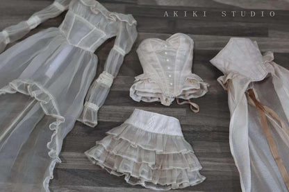 阿吉 BJD 1/4 DOLL Patterns Corset and Dress 4 pieces.