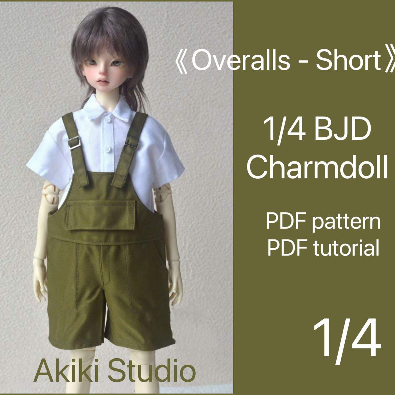 阿吉 BJD 1/4 DOLL Cloth Patterns -Overall-short version- no seam allowance