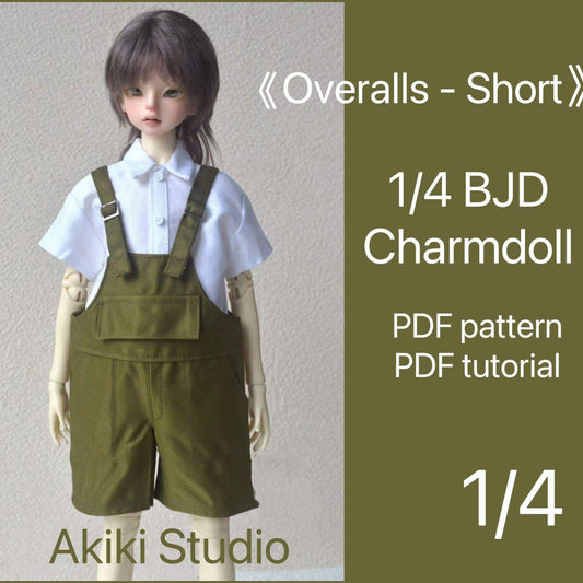 阿吉 BJD 1/4 DOLL Cloth Patterns -Overall-short version- no seam allowance