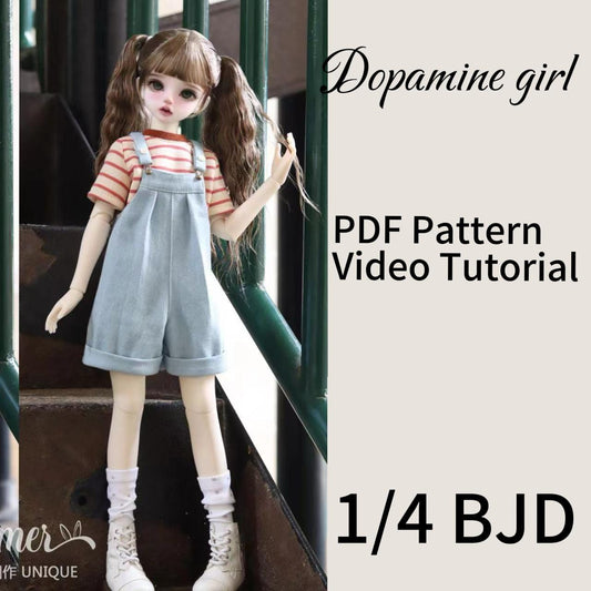 小Mer BJD 1/4 BJD DOLL Patterns overalls - Dopamine Girls-no seam allowance included