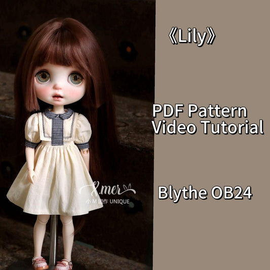 小Mer Blythe DOLL Patterns Lily-no seam allowance included