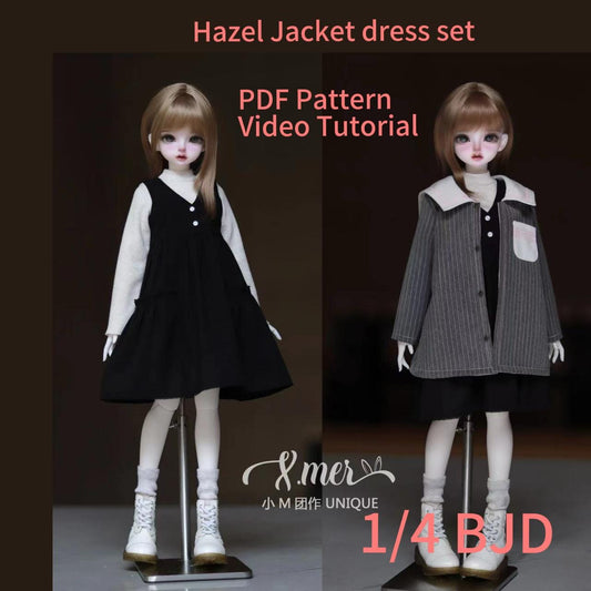 小Mer BJD 1/4 BJD DOLL Patterns Jacket and dress Base shirt set - Hazel-no seam allowance included