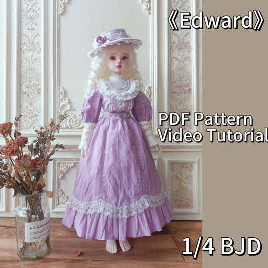阿彩 1/4 BJD Doll Dress Pattern - Edward ( Hat and dress)inclue 5mm seam allowance