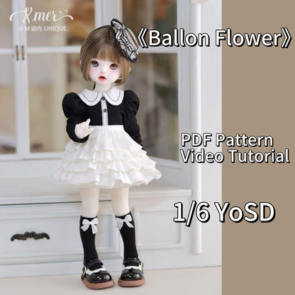 小Mer BJD 1/6 BJD DOLL Patterns Ballon Flower ( Note: Hat is not easy to make, long tutorial!)-no seam allowance included