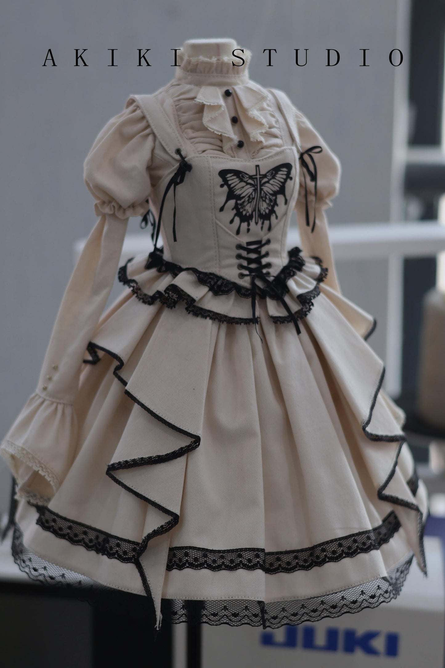 阿吉 BJD 1/4 DOLL Patterns Corset and hat and half skirt - Black Butterfly