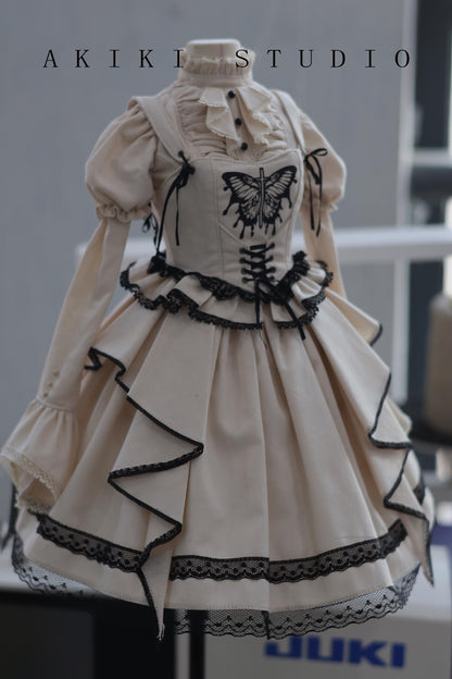 阿吉 BJD 1/4 DOLL Patterns Corset and hat and half skirt - Black Butterfly