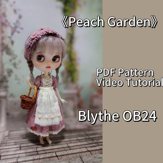 阿彩 Blythe Doll Dress Pattern - Peach Gardeninclue 5mm seam allowance