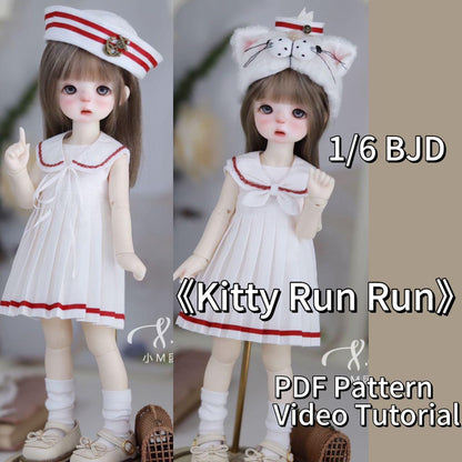 小Mer BJD 1/6 BJD DOLL Patterns -Kitty Run Run-no seam allowance included
