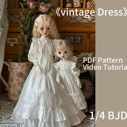阿彩 1/4 BJD Doll Dress Pattern - Victoria Vintage Dress-include 5mm seam allowance