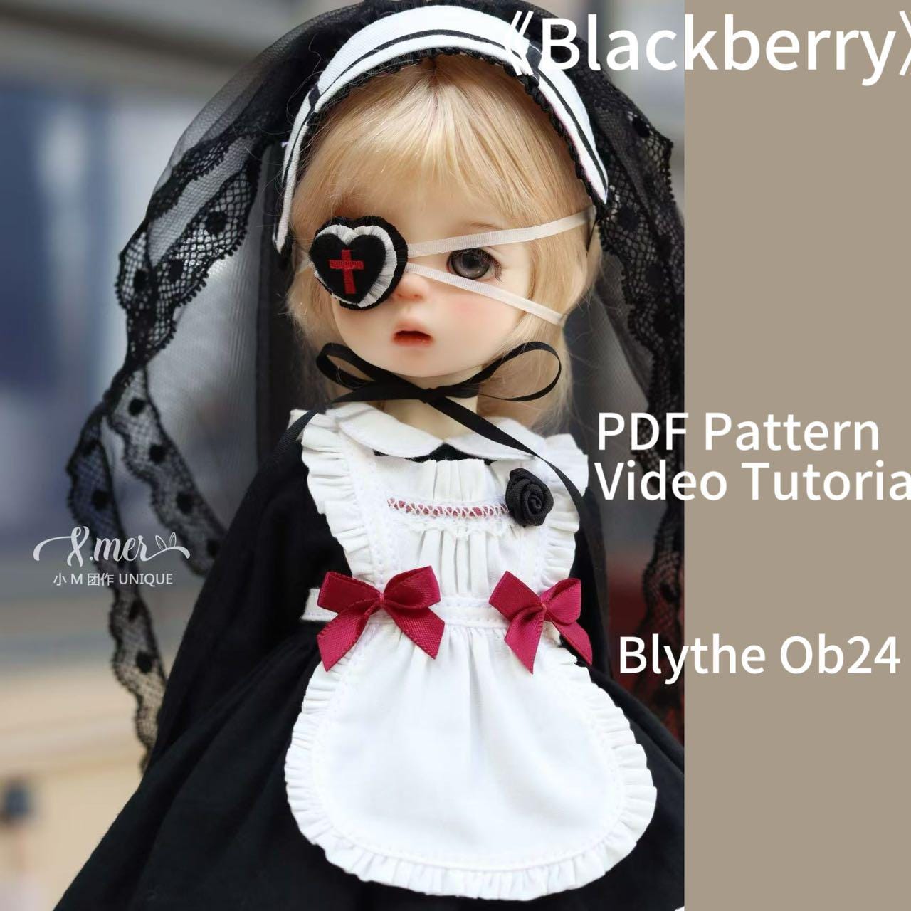 小Mer Blythe DOLL Patterns Blackberry-no seam allowance included